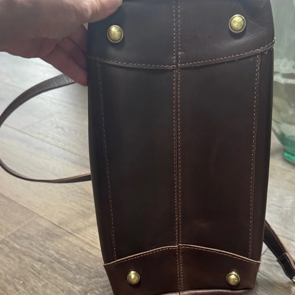 Montana Hudson brown Leather Tote Bag with Shoulder Strap